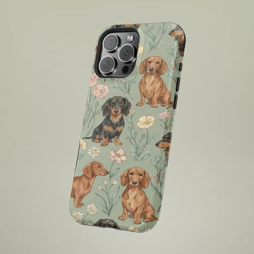 Dachshund Samsung Galaxy Case | Watercolor Floral Wiener Dog Pattern | Dual-Layer Tough Protection | Gift for Dog Mom