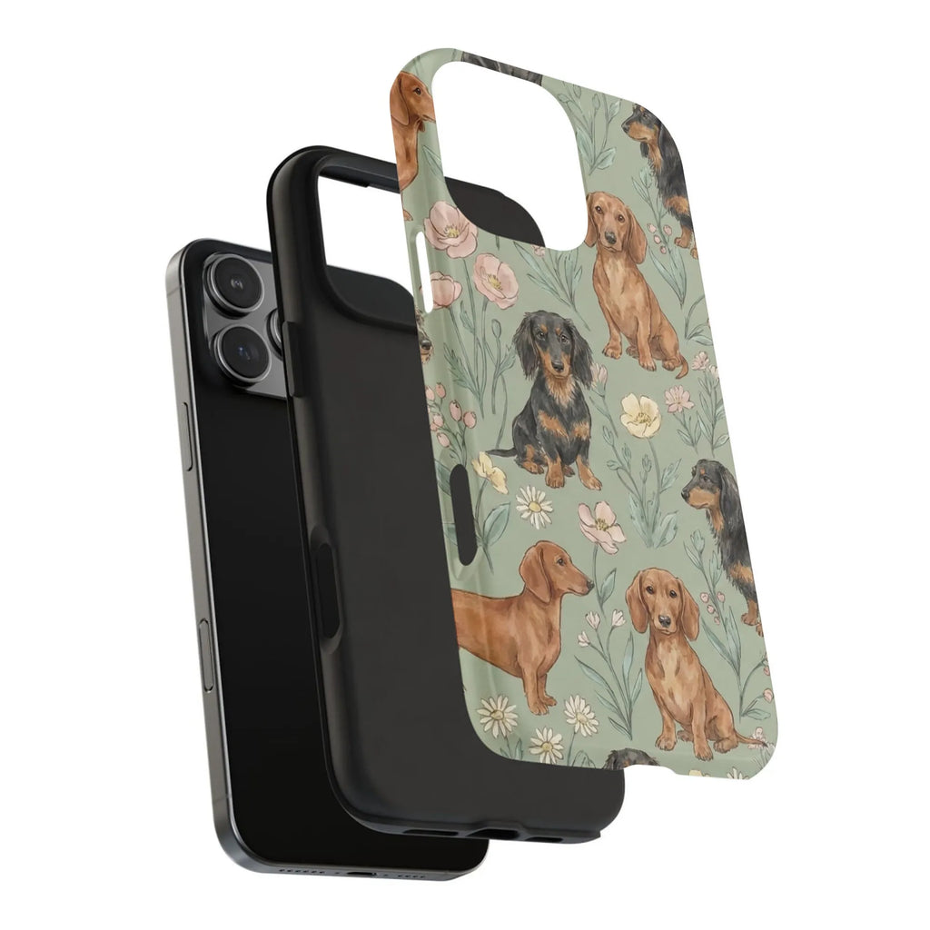 Dachshund Samsung Galaxy Case | Watercolor Floral Wiener Dog Pattern | Dual-Layer Tough Protection | Gift for Dog Mom