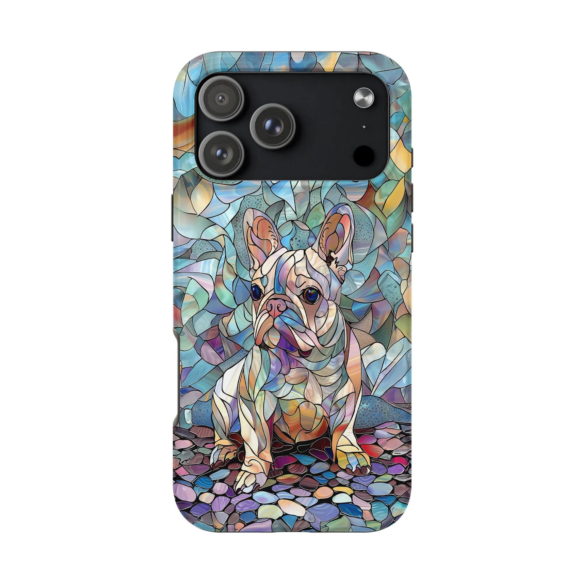 French Bulldog iPhone Case | Stained Glass Art Frenchie Design | Premium Dual Layer Protective Cover | Gift for Dog Lover