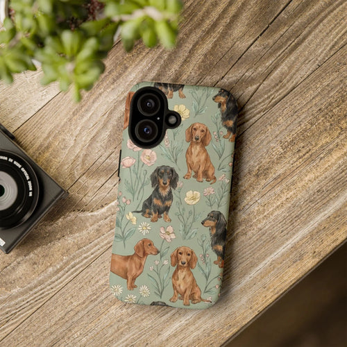 Dachshund Samsung Galaxy Case | Watercolor Floral Wiener Dog Pattern | Dual-Layer Tough Protection | Gift for Dog Mom