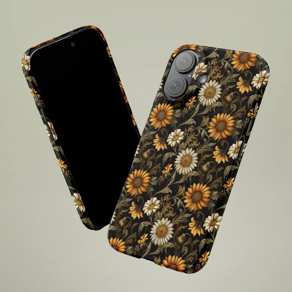 Vintage Floral iPhone Case | Sunflower & Daisy Botanical Print | Dual-Layer Shockproof Cover | Premium Aesthetic Gift for Her