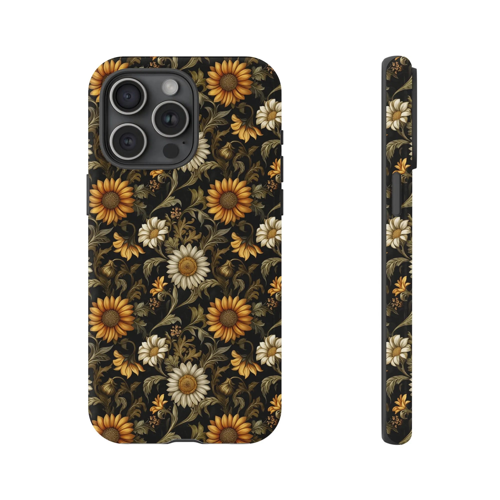 Vintage Floral iPhone Case | Sunflower & Daisy Botanical Print | Dual-Layer Shockproof Cover | Premium Aesthetic Gift for Her