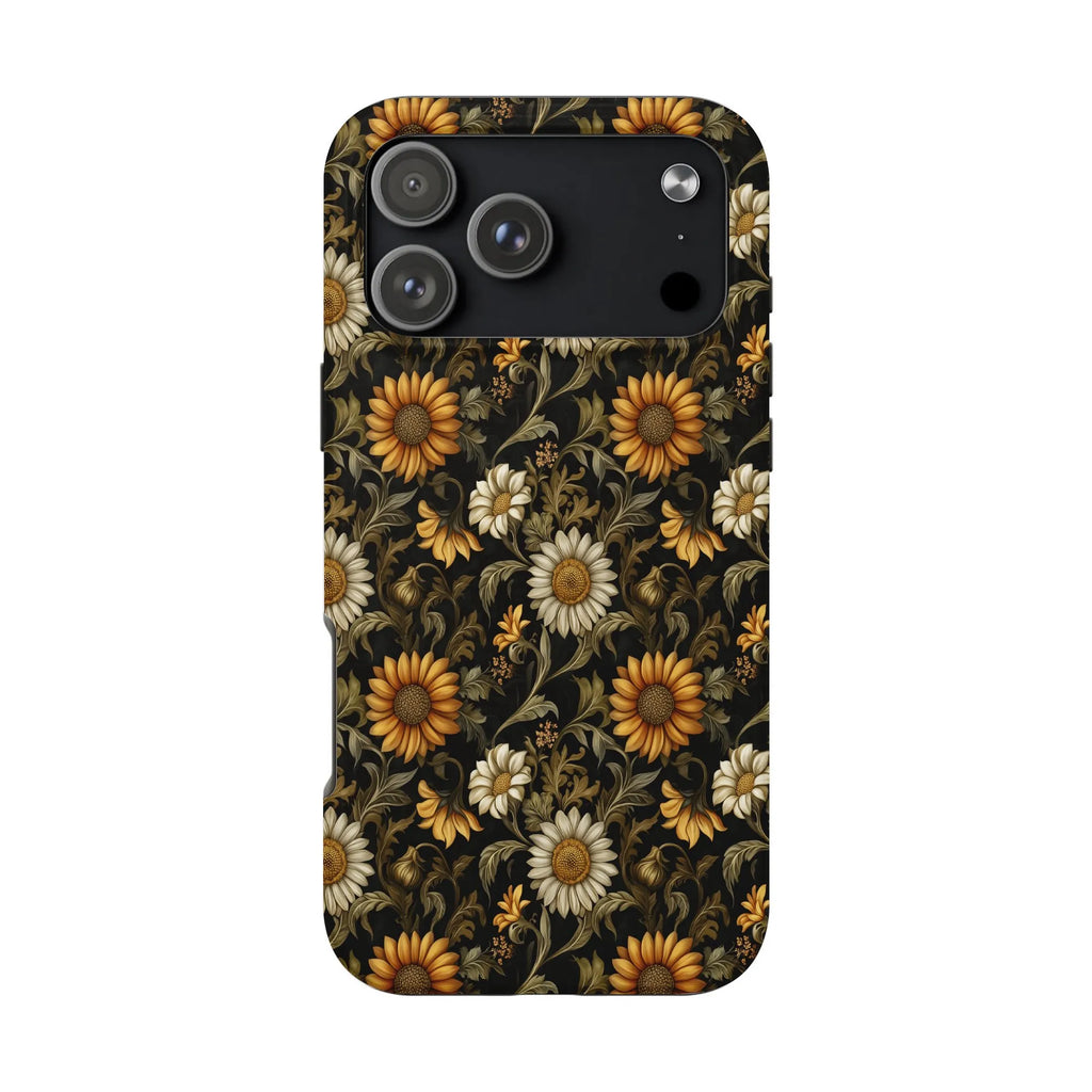 Vintage Floral iPhone Case | Sunflower & Daisy Botanical Print | Dual-Layer Shockproof Cover | Premium Aesthetic Gift for Her