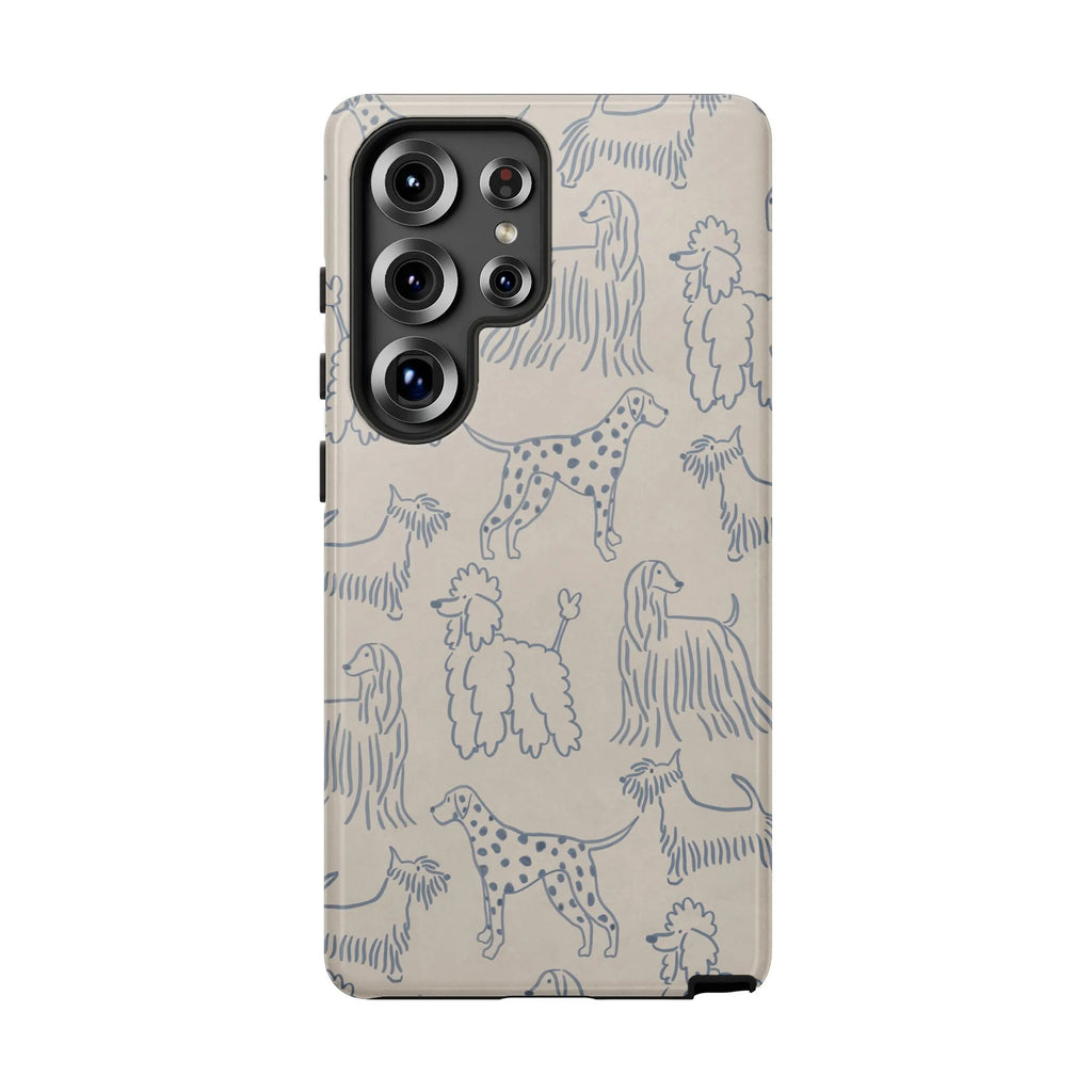 Dog Breed Pattern Samsung Case | Minimalist Sketch Art Dogs | Dual-Layer Protective Cover | Premium Gift for Dog Lover