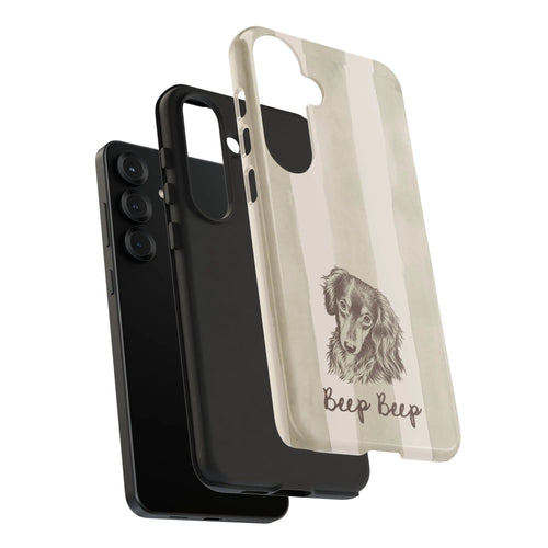 Dachshund iPhone Case | Vintage Wiener Dog Sketch 'Beep Beep' | Dual Layer Protective Cover | Premium Gift for Dachshund Mom