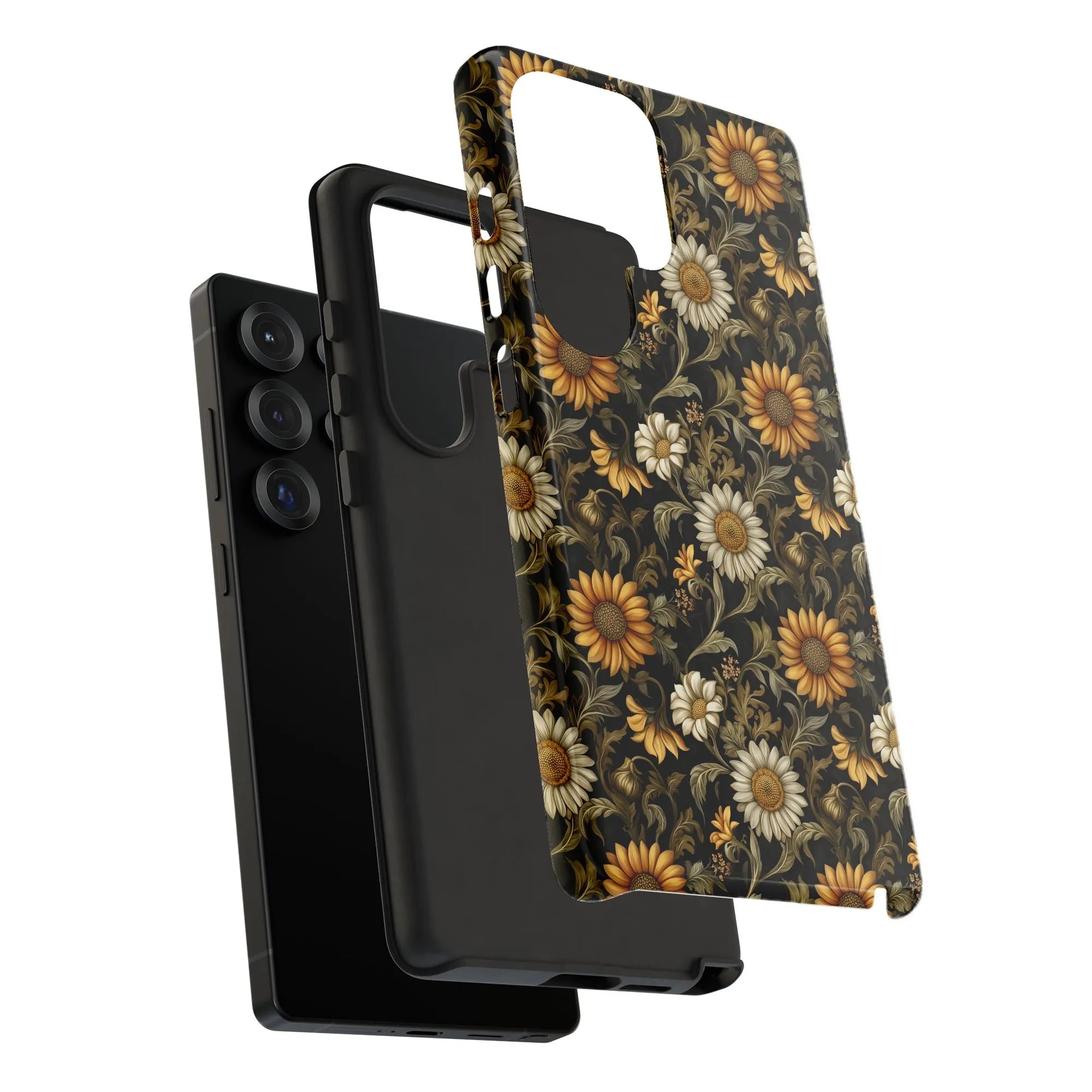 Vintage Floral iPhone Case | Sunflower & Daisy Botanical Print | Dual-Layer Shockproof Cover | Premium Aesthetic Gift for Her