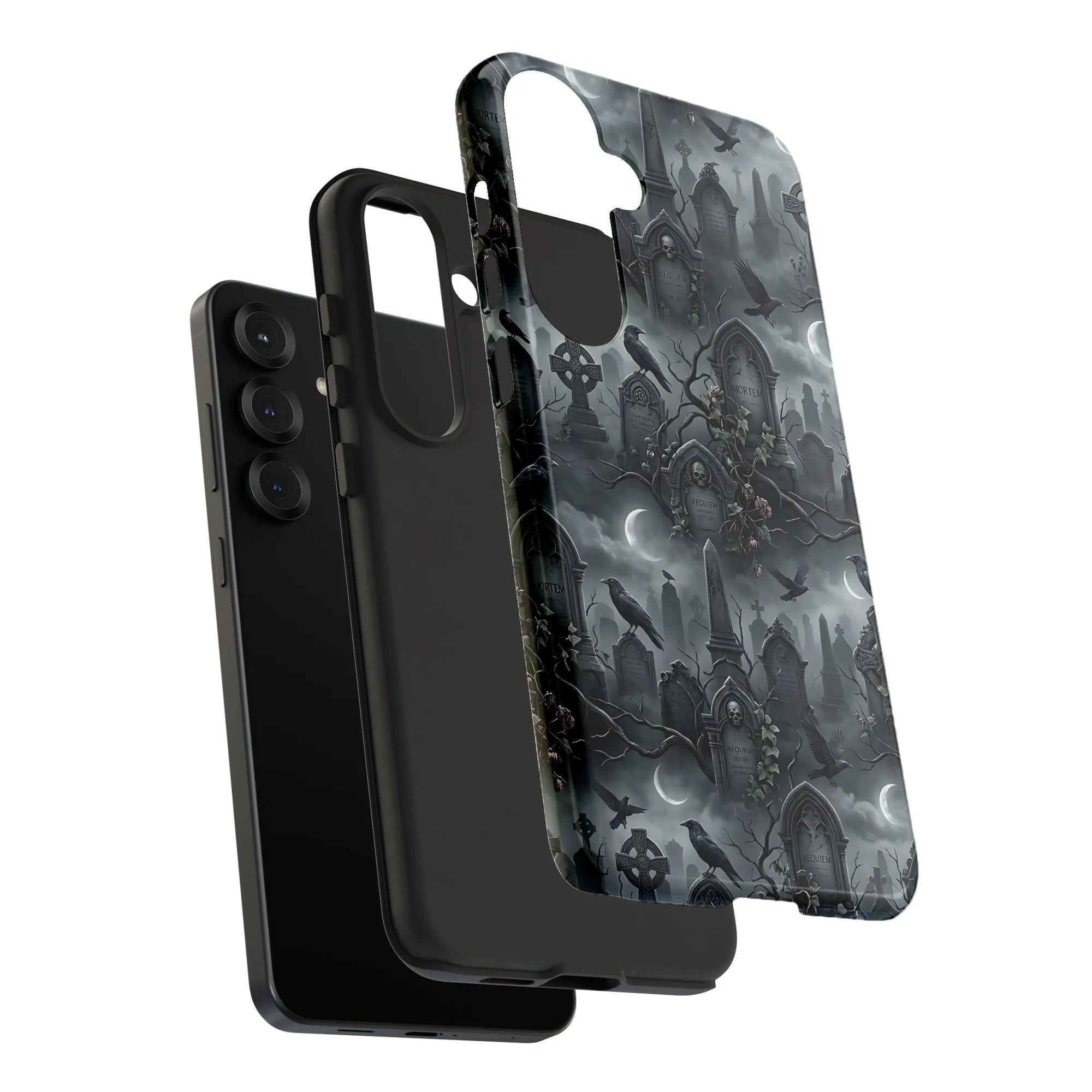 Gothic Graveyard iPhone Case | Dark Academia Raven & Cemetery Art | Dual-Layer Shockproof Cover | Premium Gift for Goth Fans