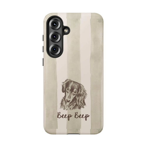 Dachshund iPhone Case | Vintage Wiener Dog Sketch 'Beep Beep' | Dual Layer Protective Cover | Premium Gift for Dachshund Mom